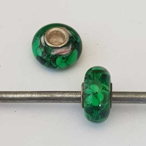 Perle n°1167 lot 2 perles compatible style pandora grand trou pour maille serpent