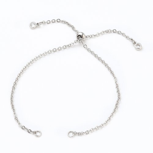 Support bracelet coulissant acier inoxydable chaine n°02 argent