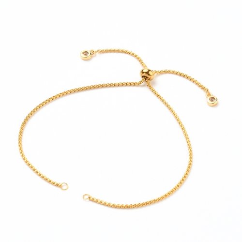 Support bracelet coulissant acier inoxydable chaine n°05 doré