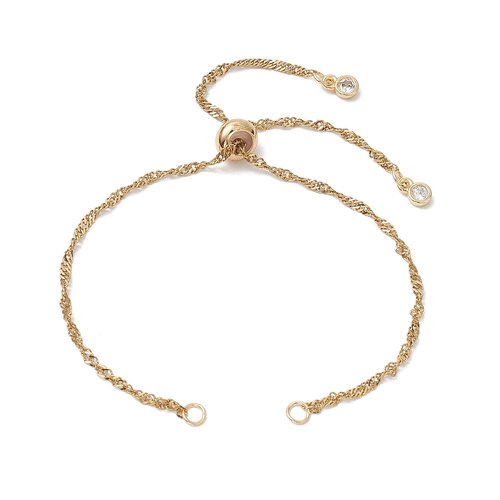 Support bracelet coulissant acier inoxydable chaine n°06 doré