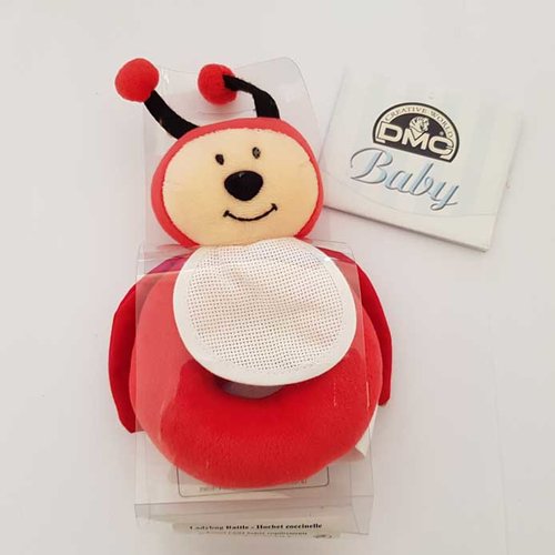 Doudou à broder hochet coccinelle dmc