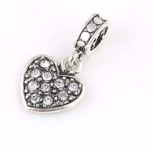 Pendentif 0075 cœur strass blanc
