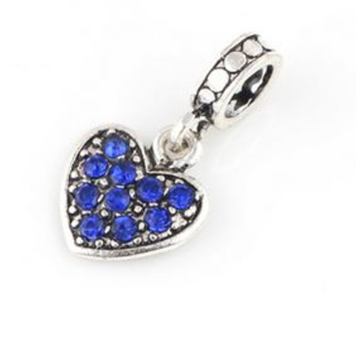 Pendentif 0075 cœur strass bleu