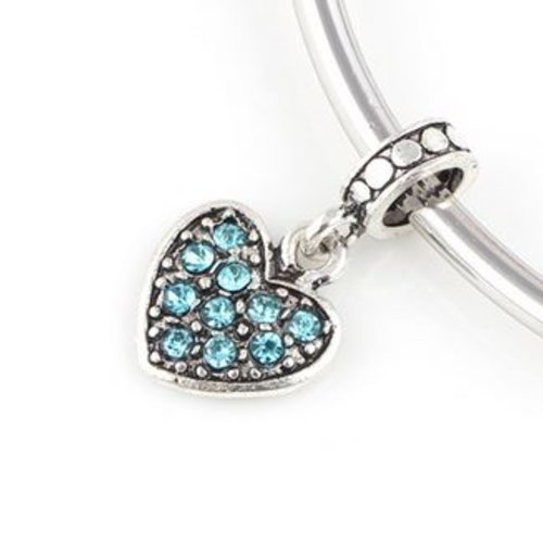 Pendentif 0075 cœur strass bleu ciel