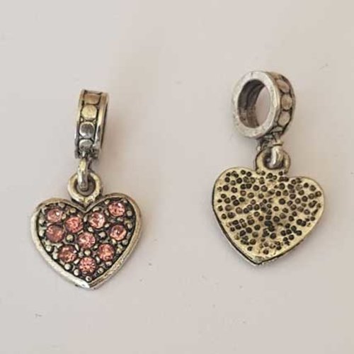 Pendentif 0075 cœur strass rose