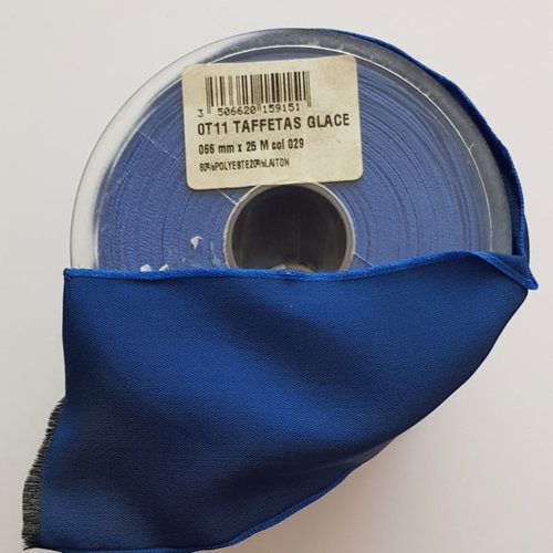 Ruban 66 mm taffetas glace avec fil de fer bleu nuit au mètre