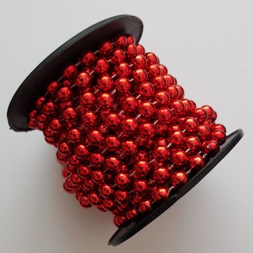 Chaîne de perles synthétiques rondes en abs rouge au mètre