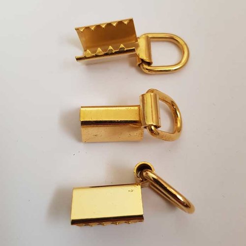 Embout attache griffe avec anneau pour sac 18 x 10 mm doré