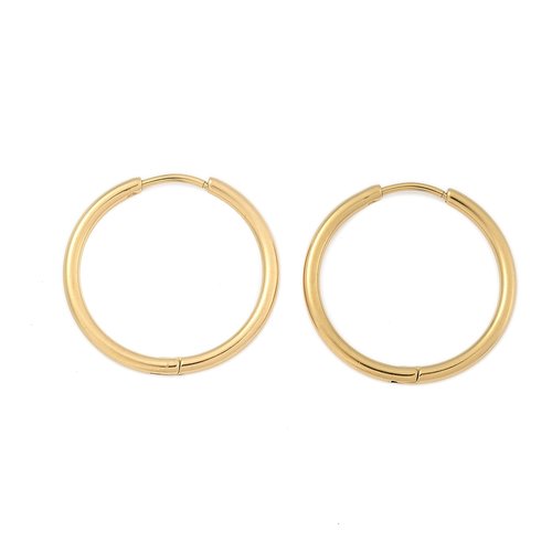 Support boucle d'oreille créole huggie acier inoxydable doré n°02-25 mm 01