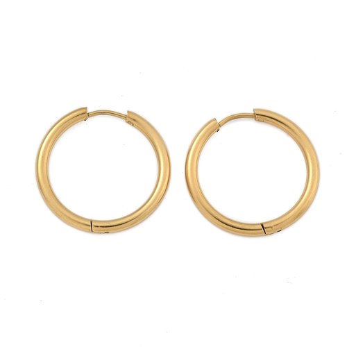 Support boucle d'oreille créole huggie acier inoxydable doré n°05-25 mm 02