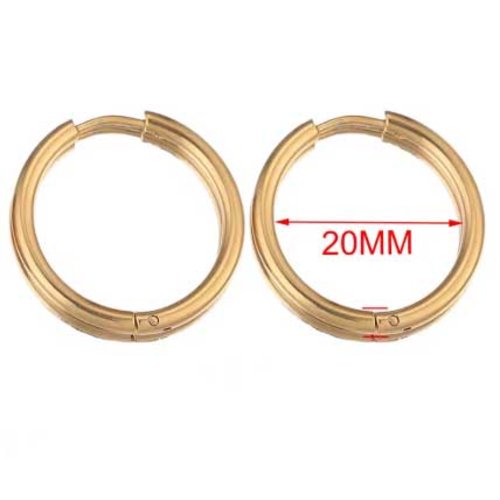 Support boucle d'oreille créole huggie acier inoxydable doré n°06-25 mm 03