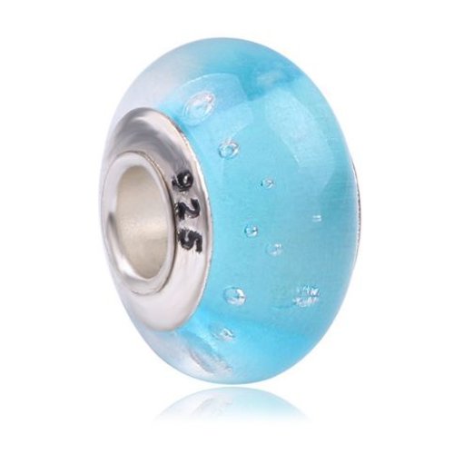 Perle n°0565 en verre et argent 925 perle compatible européen pour maille serpent