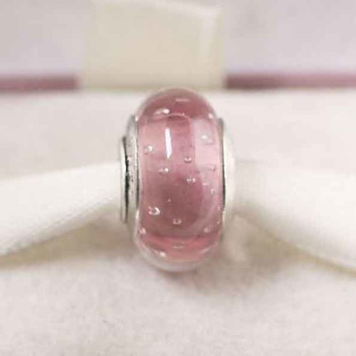 Perle n°0537 en verre et plaqué argent perle compatible européen pour maille serpent