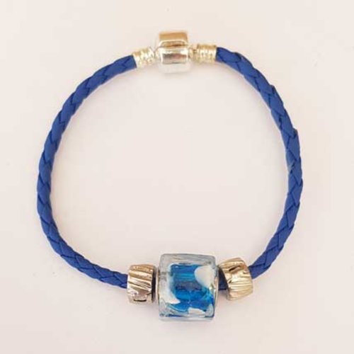 Bracelet n°09 clip européen 19 cm tressé fermoir clip lisse
