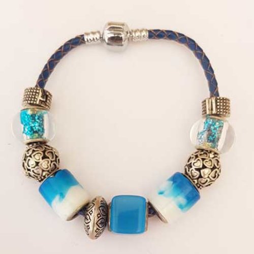Bracelet n°10 clip européen 20 cm tressé fermoir clip lisse