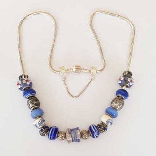 Collier n°33 clip serpent européen 58 cm fermoir clip collier style pandora