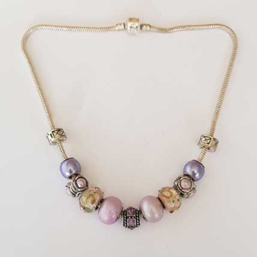 Collier n°34 clip serpent européen 40 cm fermoir clip noté love collier style pandora