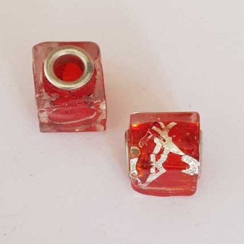 Perle n°1196 lot 2 perles européen style pandora grand trou pour maille serpent