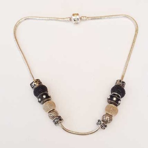 Collier n°39 clip serpent européen 40 cm fermoir clip noté love collier style pandora