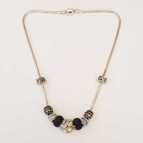 Collier n°40 clip serpent européen 45 cm fermoir clip collier style pandora