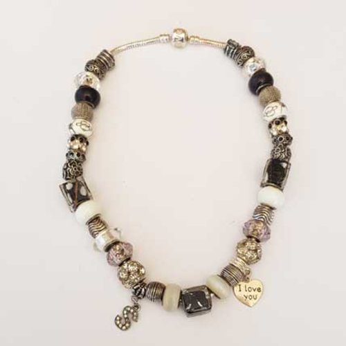 Collier n°41 clip serpent européen 45 cm fermoir clip noté love collier style pandora