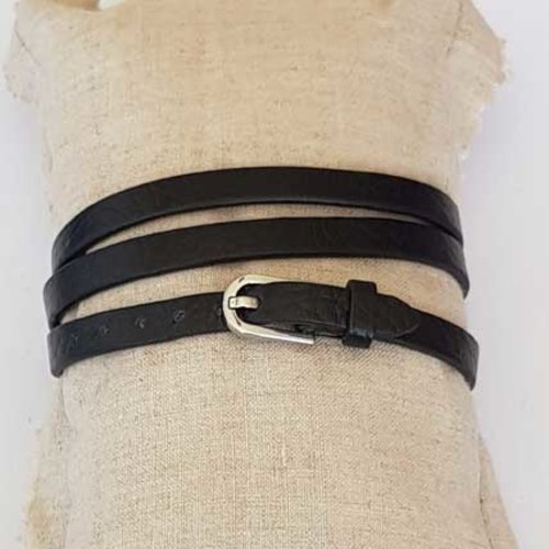 Bracelet 3 tours cuir 7 mm n°04 fermoir ardillon