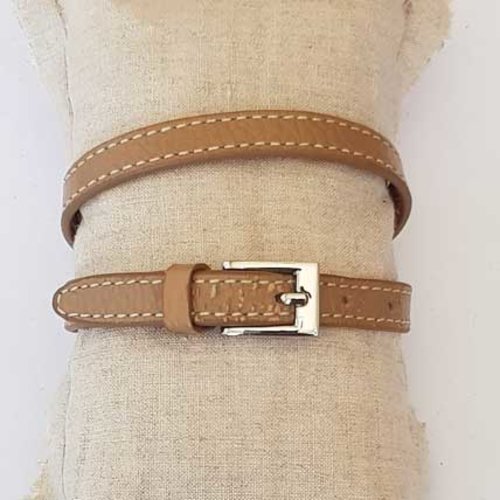 Bracelet 2 tours cuir 10 mm n°01 fermoir ardillon