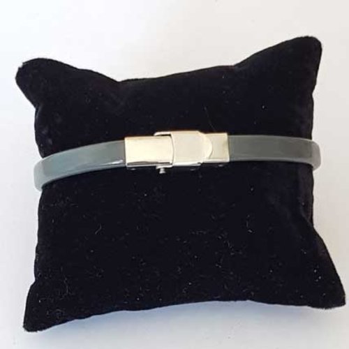 Bracelet gris foncé 06 mm ajustable au poignet lanière de vernis plat brillant