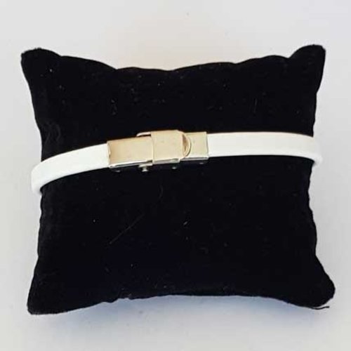 Bracelet blanc 06 mm ajustable au poignet lanière de vernis plat brillant