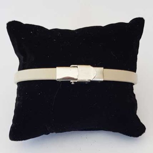 Bracelet beige 06 mm ajustable au poignet lanière de vernis plat brillant
