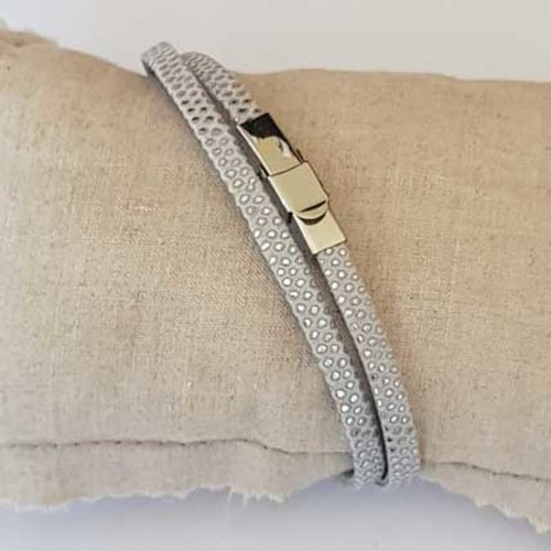 Bracelet 05 mm ajustable au poignet lanière doublé cuir n°53