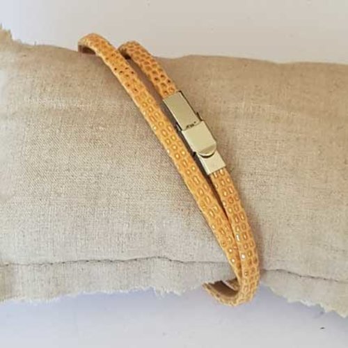Bracelet 05 mm ajustable au poignet lanière doublé cuir n°54
