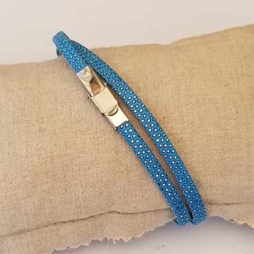Bracelet 05 mm ajustable au poignet lanière doublé cuir n°55