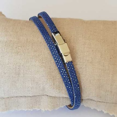 Bracelet 05 mm ajustable au poignet lanière doublé cuir n°56