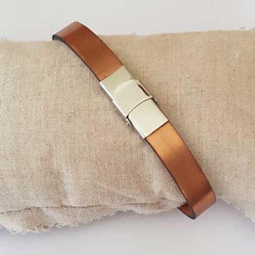 Bracelet cuir 10 mm miroir antic ajustable au poignet