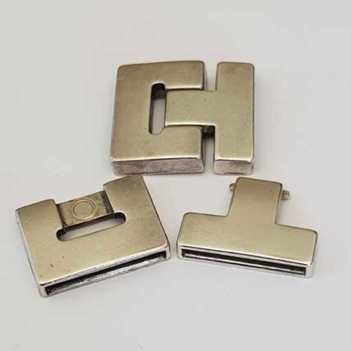 Fermoir aimanté zamak pour cuir 30 mm argent