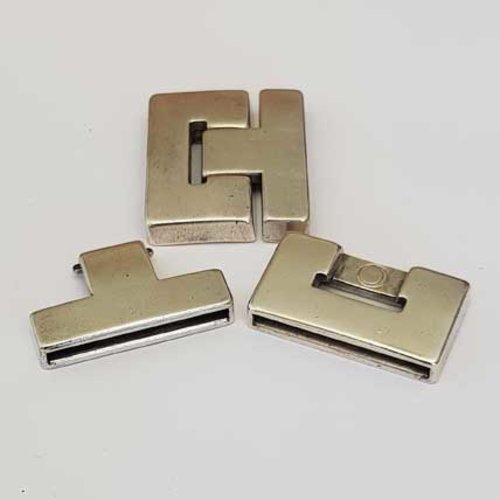 Fermoir aimanté zamak pour cuir 38 mm argent