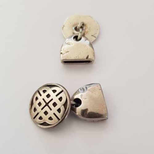 Fermoir attache et bouton zamak pour cuir 13 mm