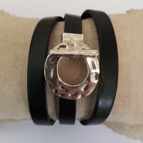 Fermoir crochet martelé pour cuir 10 mm n°01