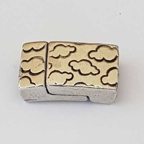 Fermoir aimanté zamak pour cuir 10 mm argent cuir plat