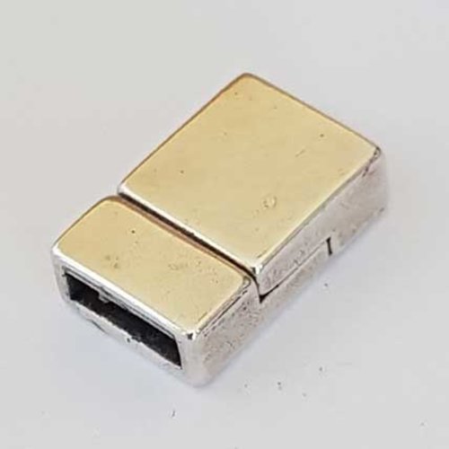 Fermoir aimanté zamak pour cuir 10 mm argent cuir plat