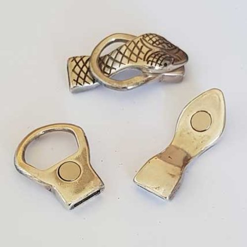 Fermoir aimanté zamak pour cuir 10 mm argent