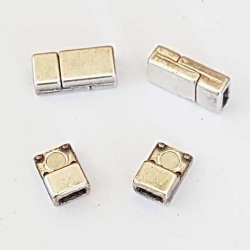 Fermoir aimanté zamak pour cuir 06 mm argent cuir plat