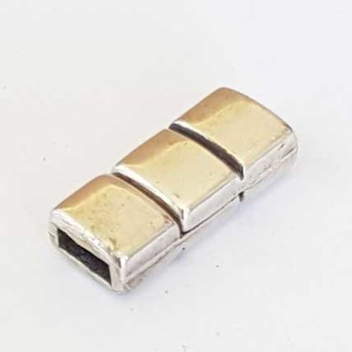 Fermoir aimanté zamak pour cuir 06 mm argent cuir plat