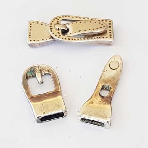 Fermoir aimanté pour cuir 10 mm argent modèle ceinture cuir plat