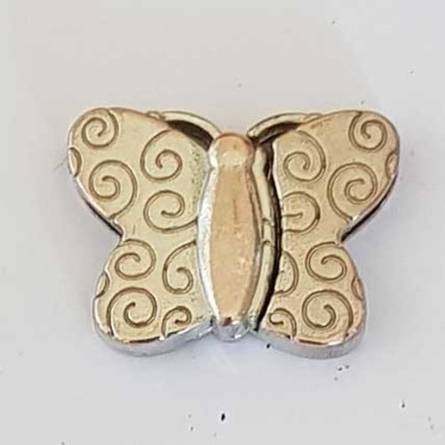 Fermoir aimanté pour cuir 15 mm argent modèle papillon cuir plat