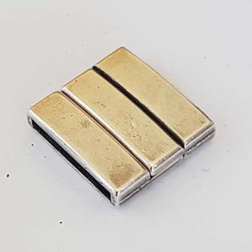 Fermoir aimanté zamak pour cuir 13 mm argent cuir plat