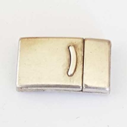 Fermoir aimanté zamak pour cuir 15 mm argent cuir plat