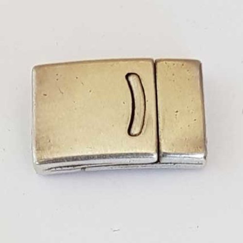 Fermoir aimanté zamak pour cuir 13 mm argent cuir plat