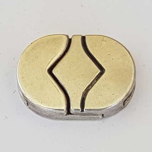 Fermoir aimanté zamak pour cuir 13 mm argent cuir plat